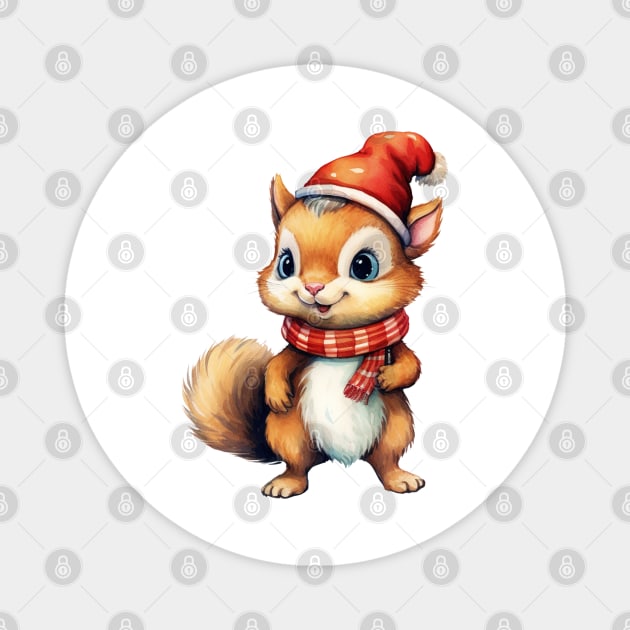 Christmas Squirrel Magnet by Chromatic Fusion Studio